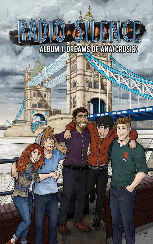 1: Cover of five band members standing in front of the Tower Bridge in London UK 